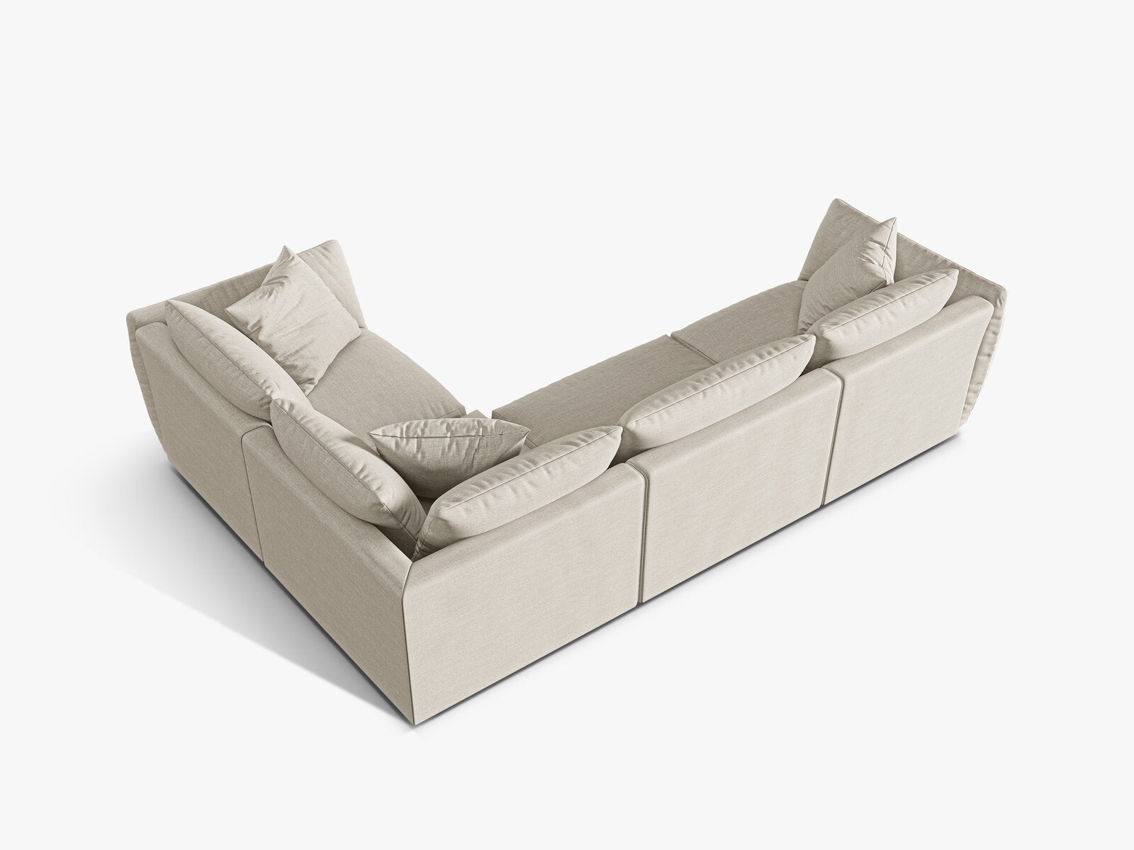 Micadoni Ecksofa Chris 4-Sitzer Rechts Strukturierter Stoff Natur