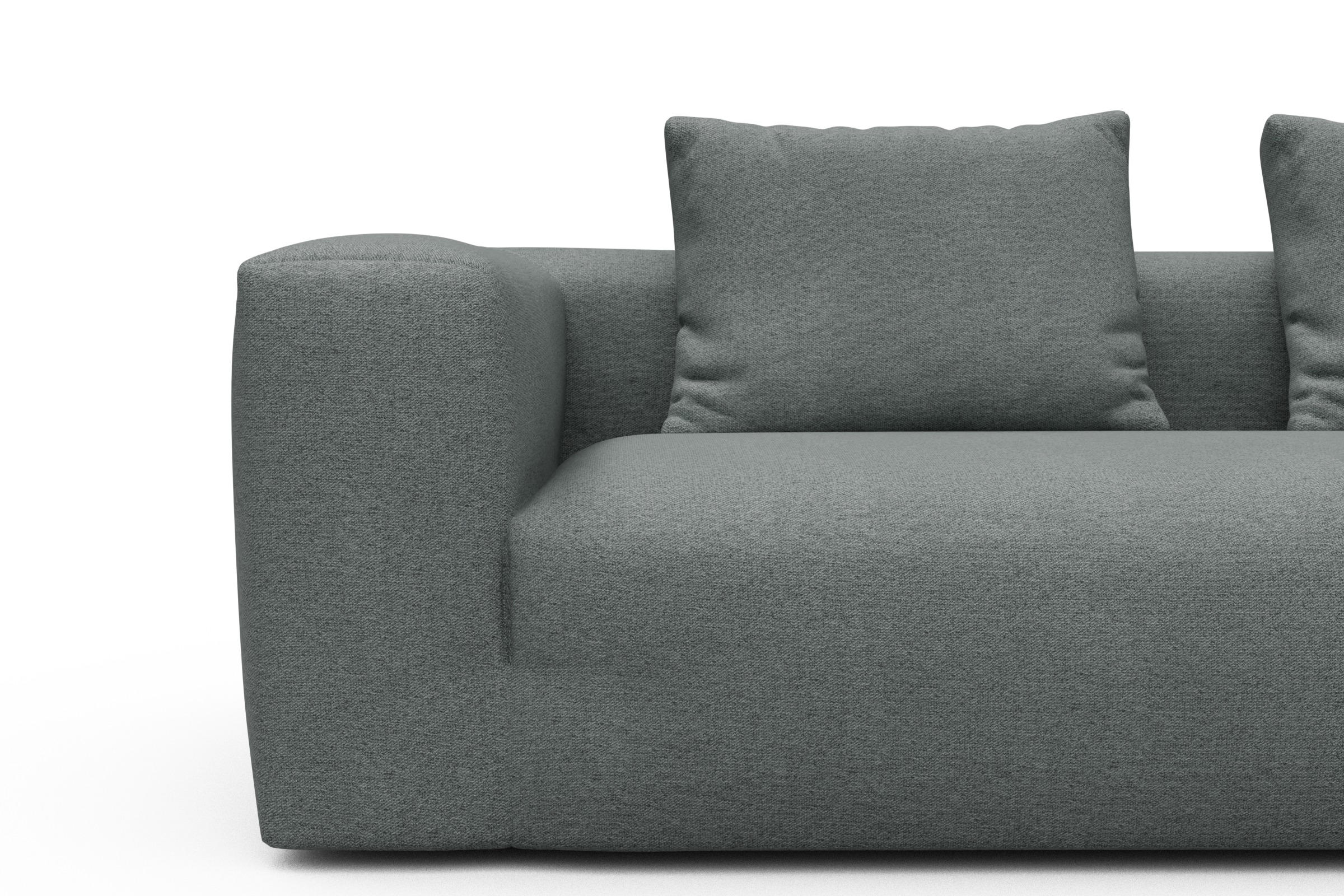 Wohnlandschaft Fred Chaiselongue rechts mit 2-Sitzer und lange Armlehne links Denari-Soft-Grey