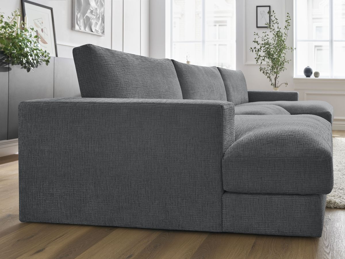 Bobochic Leonard Wohnlandschaft 404 × 159 cm Strukturstoff Dunkelgrau