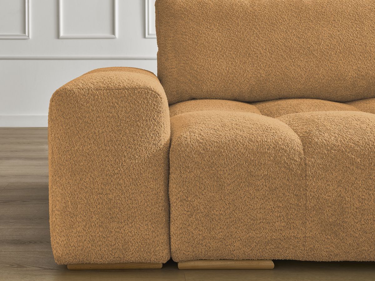 Bobochic Anakin Sofa 3-Sitzer, 2 Kissen Bouclé-Stoff Gelb