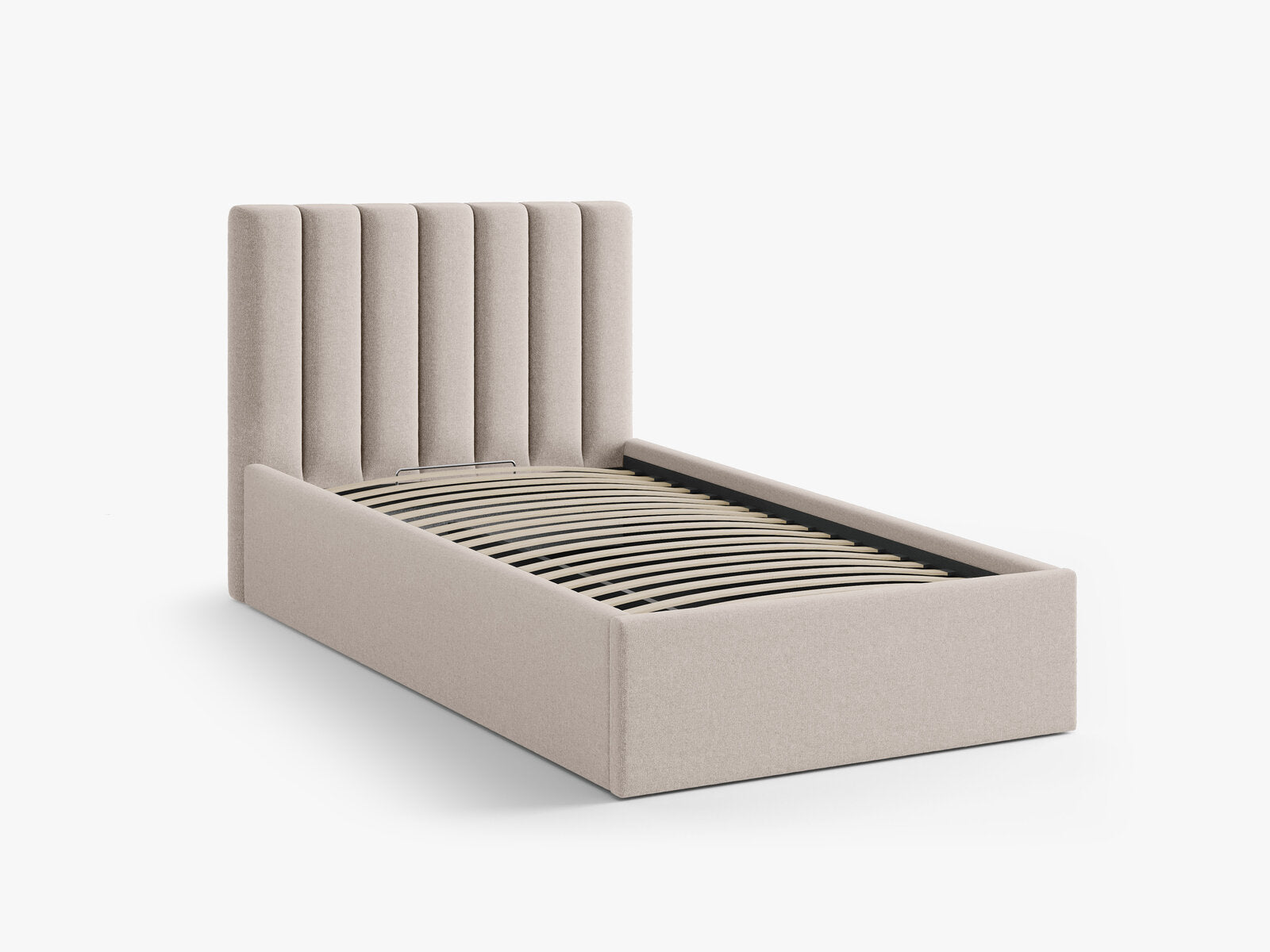Micadoni Polsterbett Allison Strukturierter Stoff Moly Cappuccino 90x200
