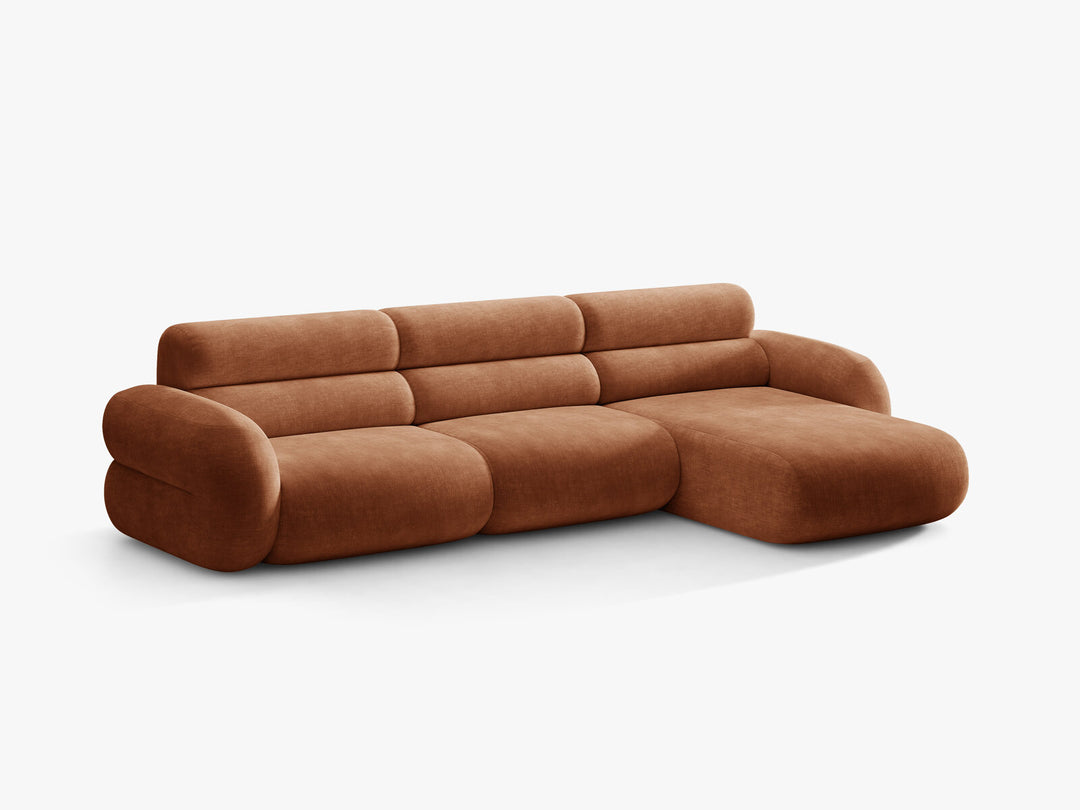 Micadoni Neo Ecksofa 4-Sitzer Rechts Chenille Golden Terrakotta