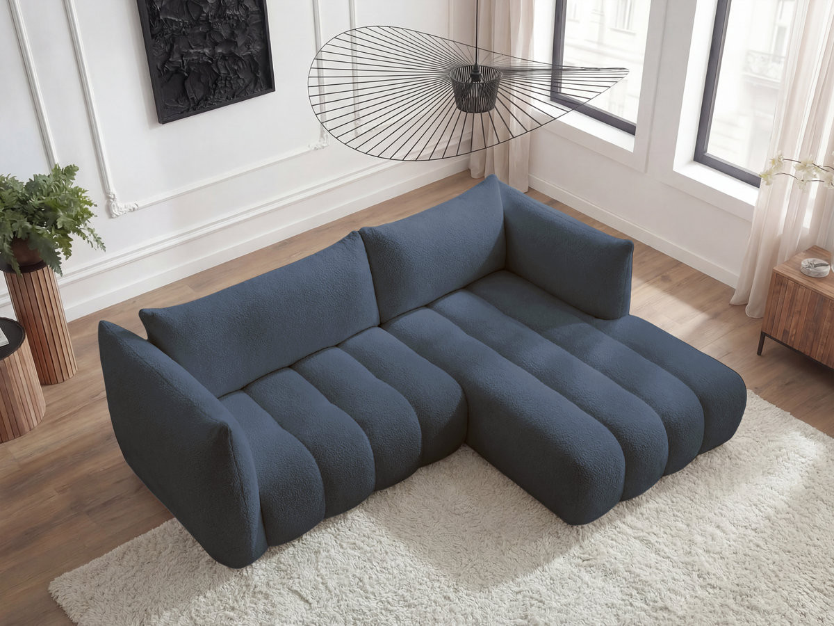 Bobochic Azra Ecksofa 262 × 178 cm Bouclé-Stoff Dunkelblau Ecke rechts
