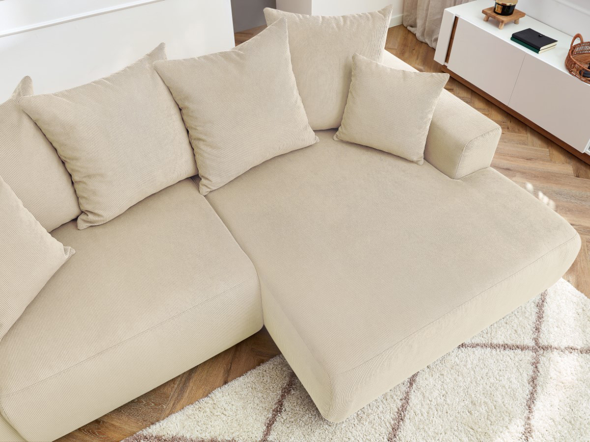 Bobochic Enjoy Ecksofa Cordsamt Beige Ecke rechts