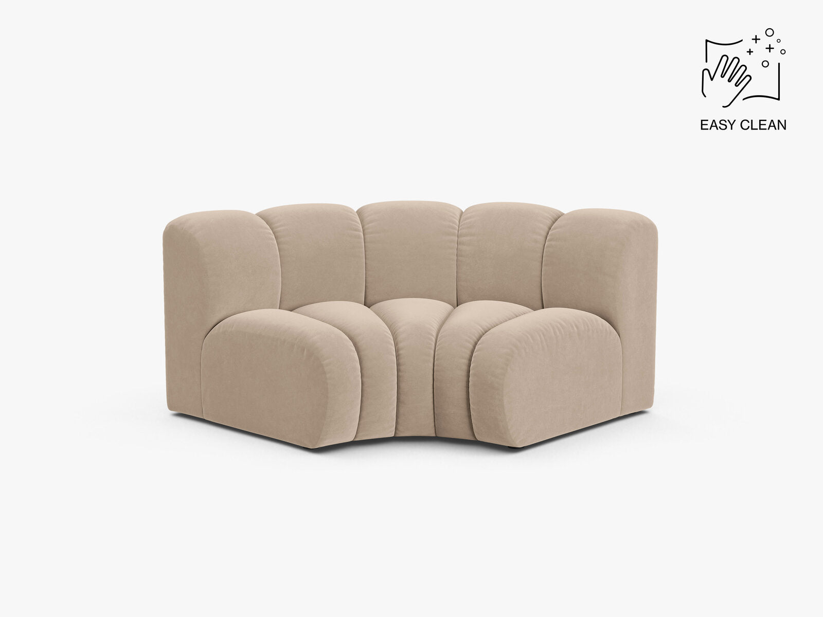 Micadoni rundes Eckmodul Lupine Samt Venus Beige