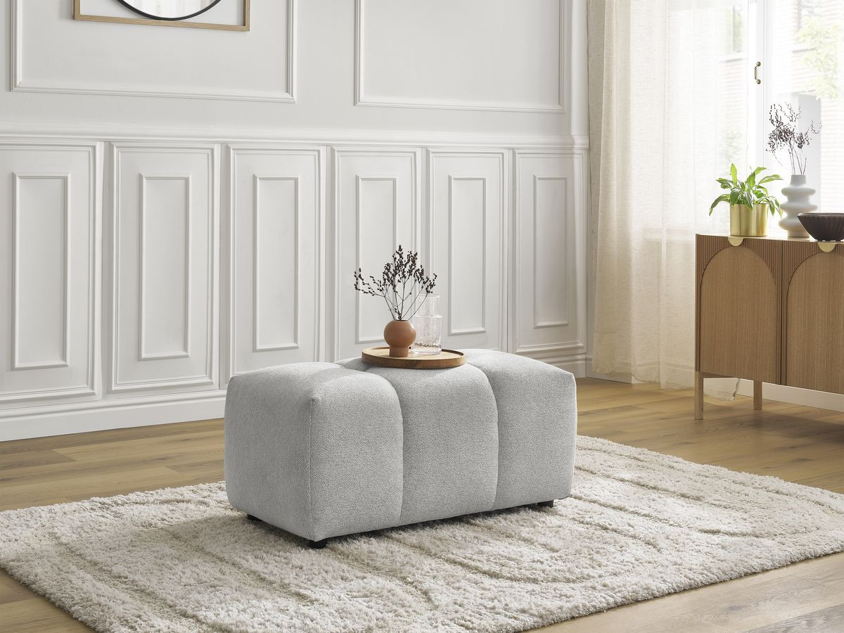 Bobochic Roxelane Pouf Melange-Stoff Hellgrau