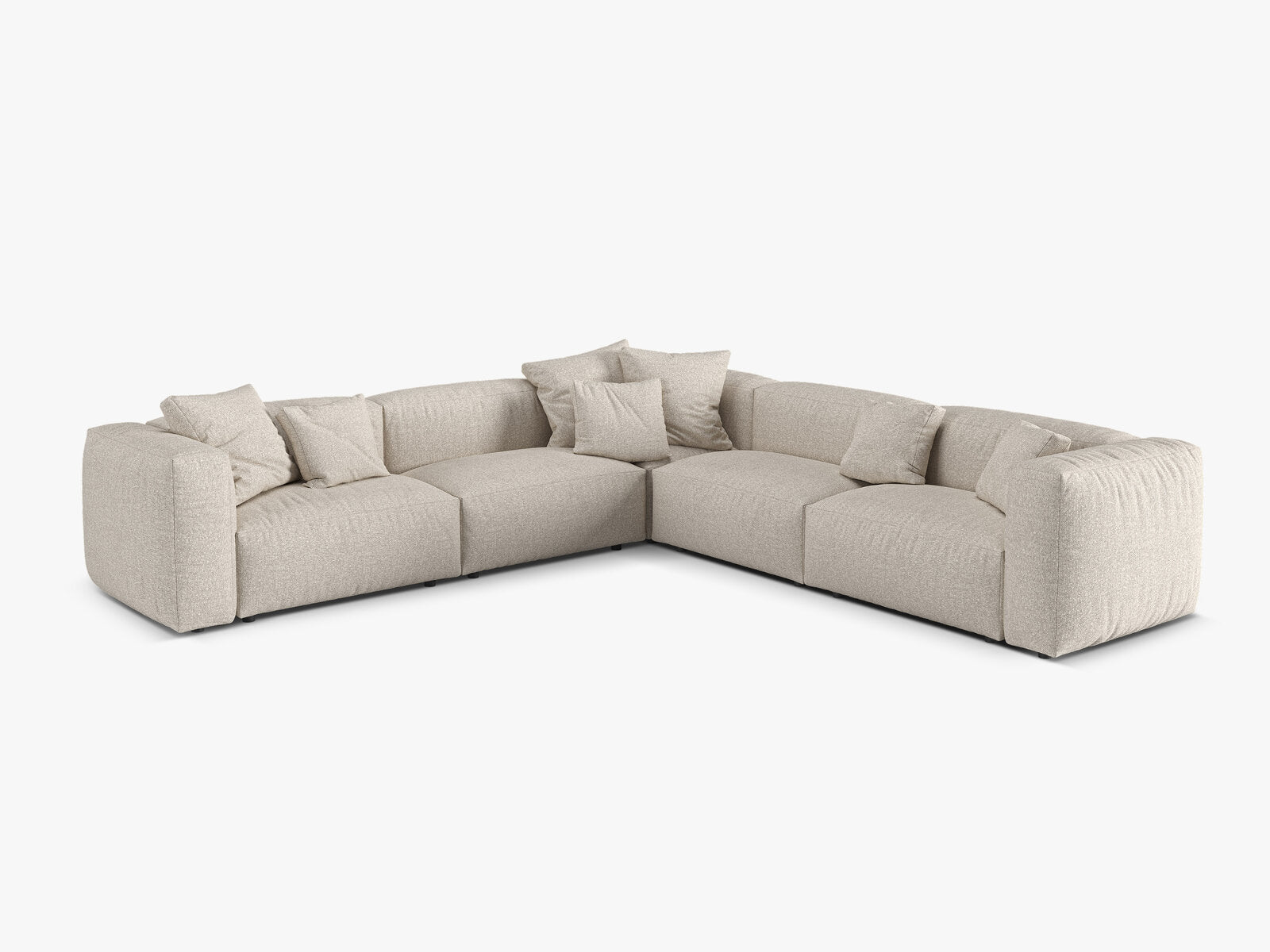 Micadoni modulares symmetrisches Ecksofa XL Martina 5-Sitzer Boucle Monet Beige
