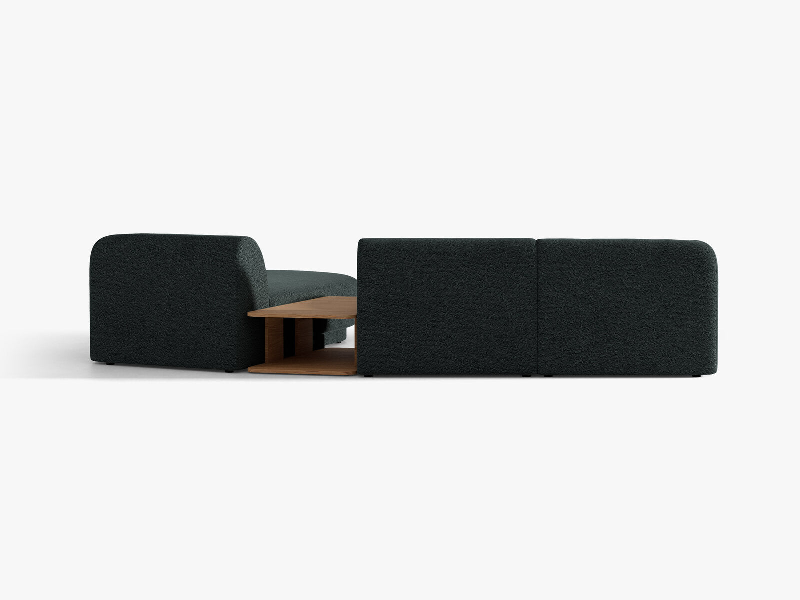 Micadoni Modulares Sofa Miley mit Recamiere 3-Sitzer Rechts Boucle Baloo Schwarz