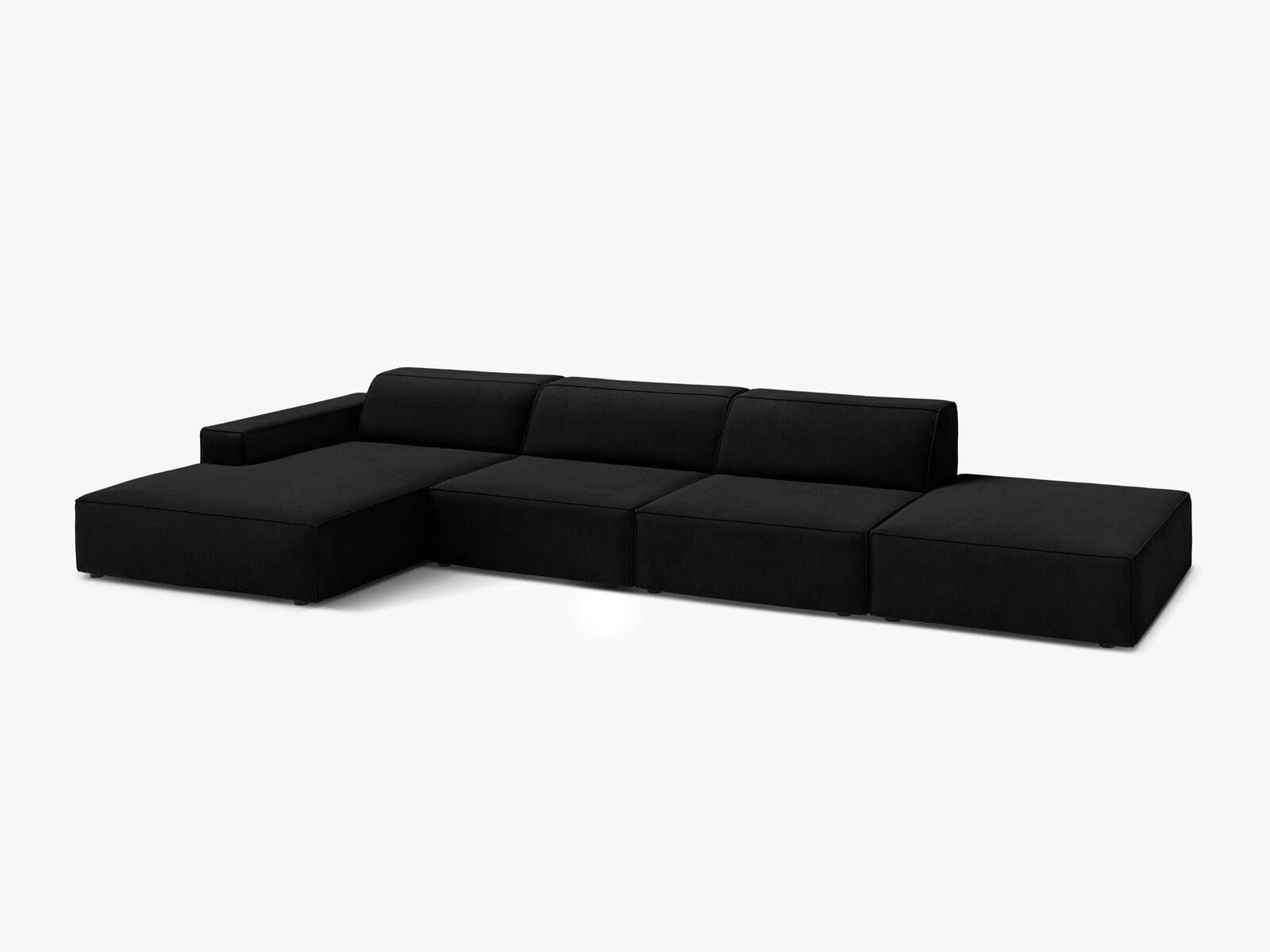 Micadoni Ecksofa Jodie 5-Sitzer Links Samt Bluvel Schwarz