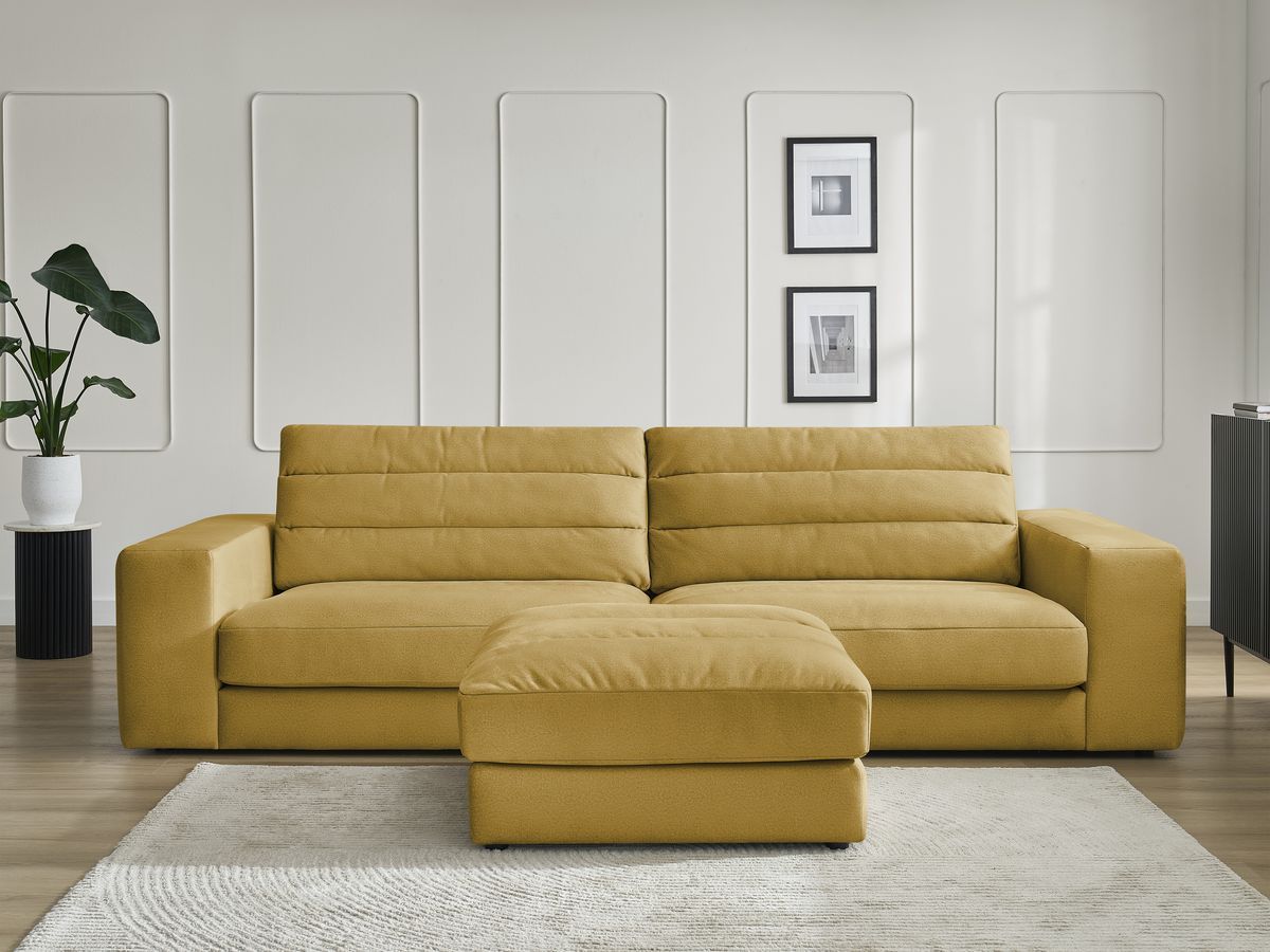 Bobochic Sierra Sofa 4-Sitzer mit Pouf Samt Gelb