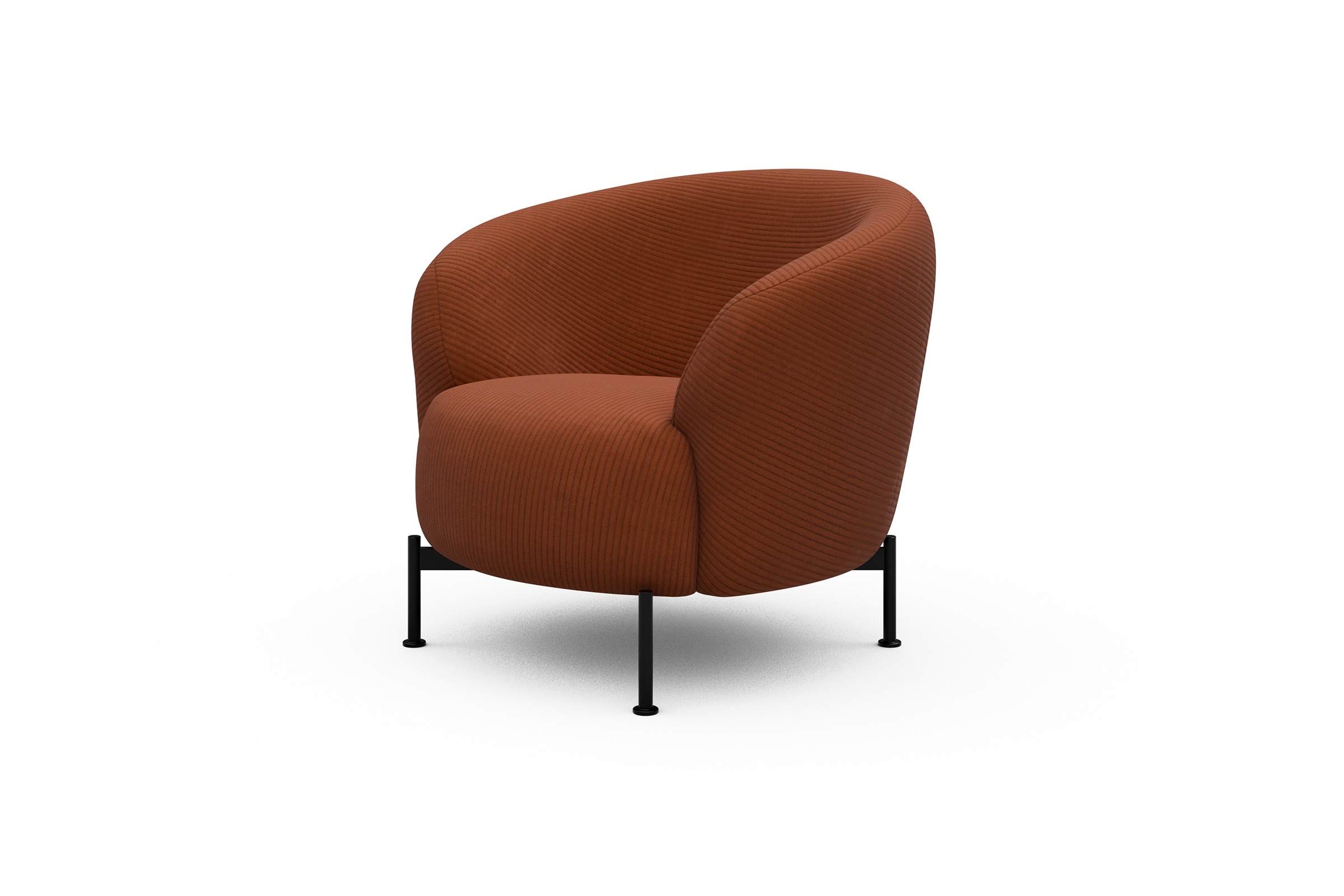 Sessel Ronda X-Metallgestell Schwarz Corduroy-Burnt-Orange