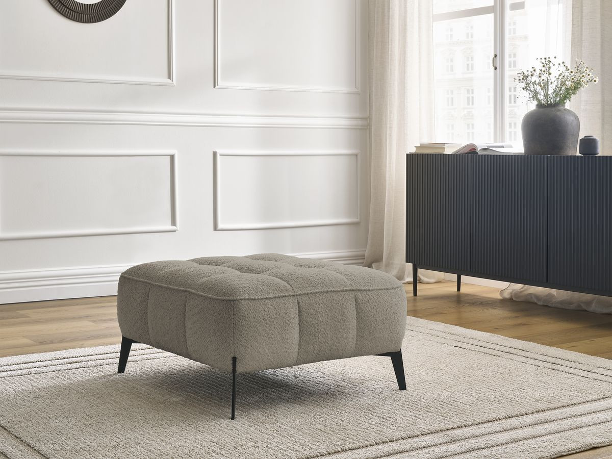 Bobochic Anis Pouf Bouclé-Stoff Taupe