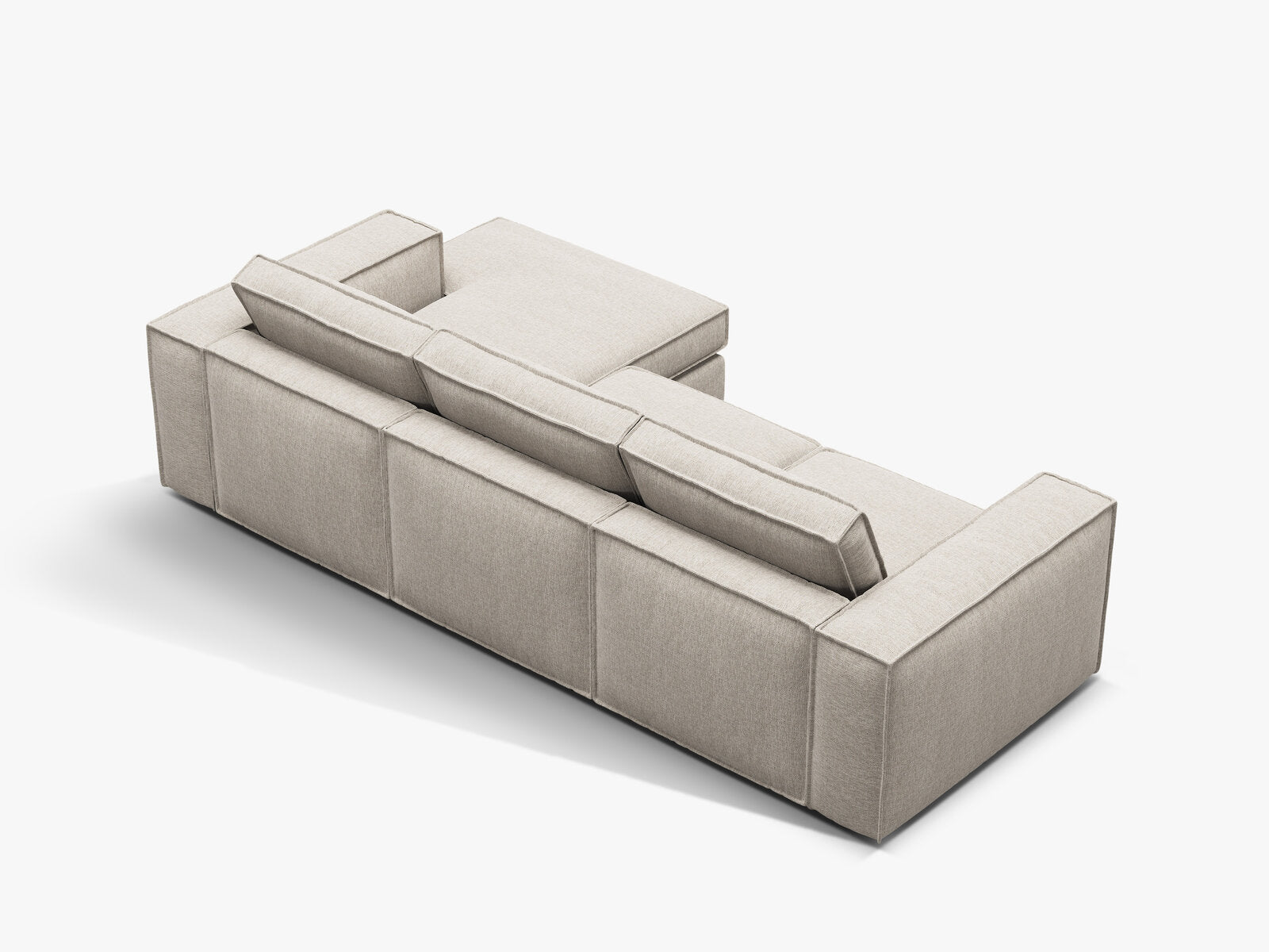 Micadoni modulares Ecksofa Pola 3-Sitzer Rechts Strukturierter Stoff Babel Sand