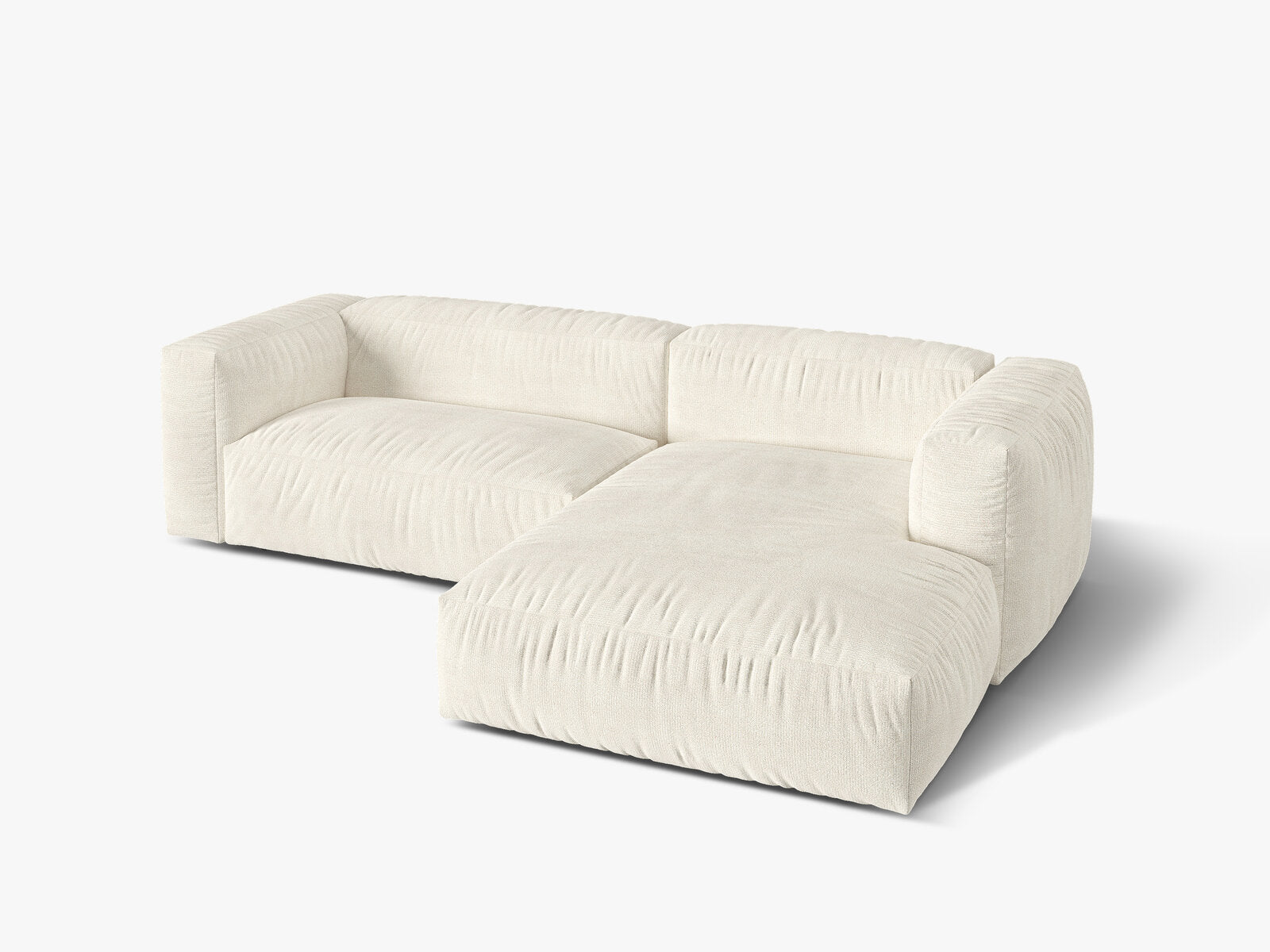 Micadoni Ecksofa Martina 2-Sitzer Rechts Boucle Monet Elfenbein