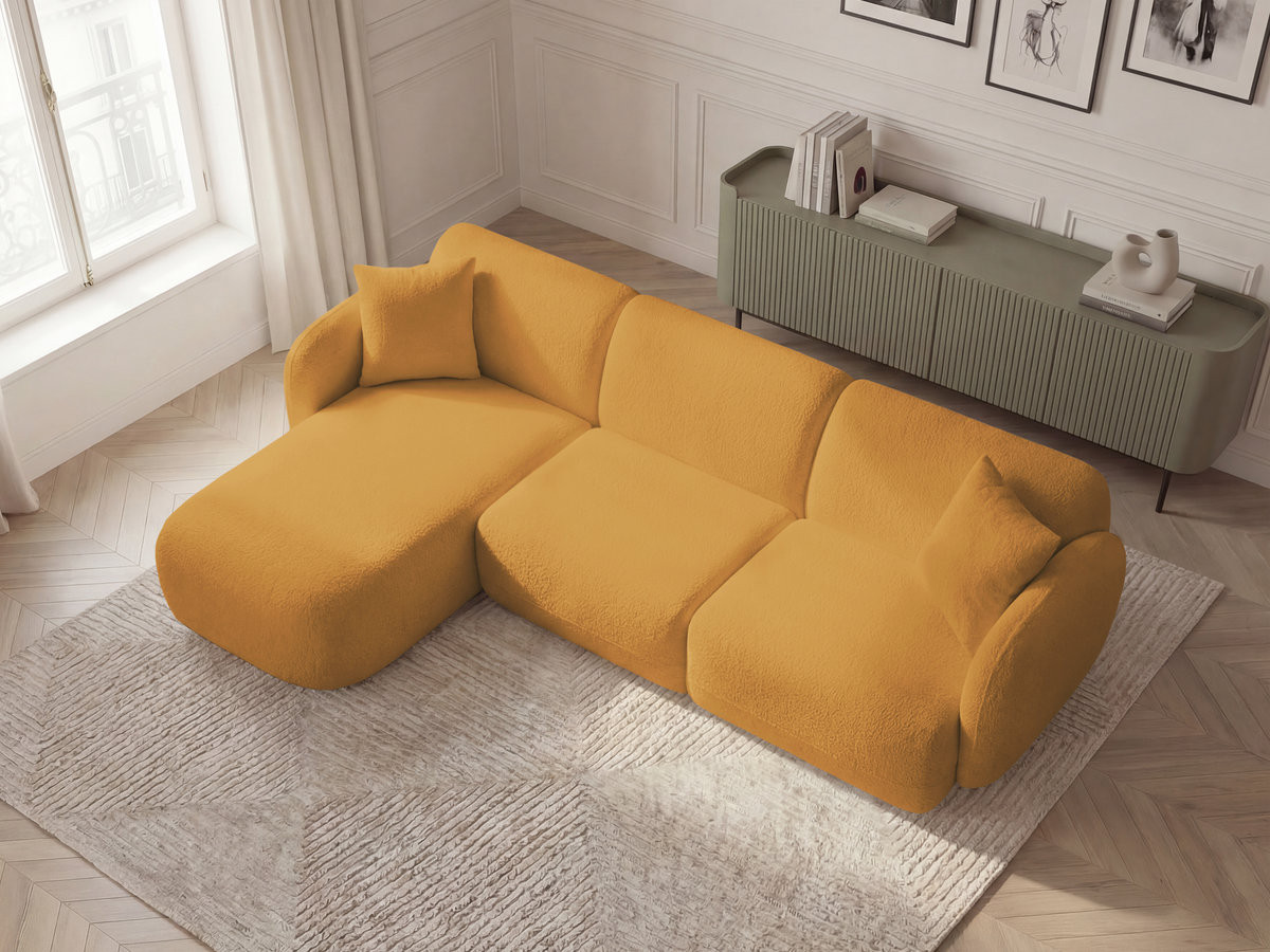 Bobochic Anda Ecksofa 292 × 163 cm Chenille Gelb Ecke links