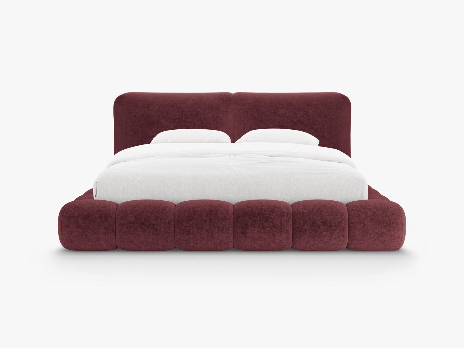 Micadoni Stauraumbett mit Kopfteil Solange Chenille Perfect Harmony Kirschholz