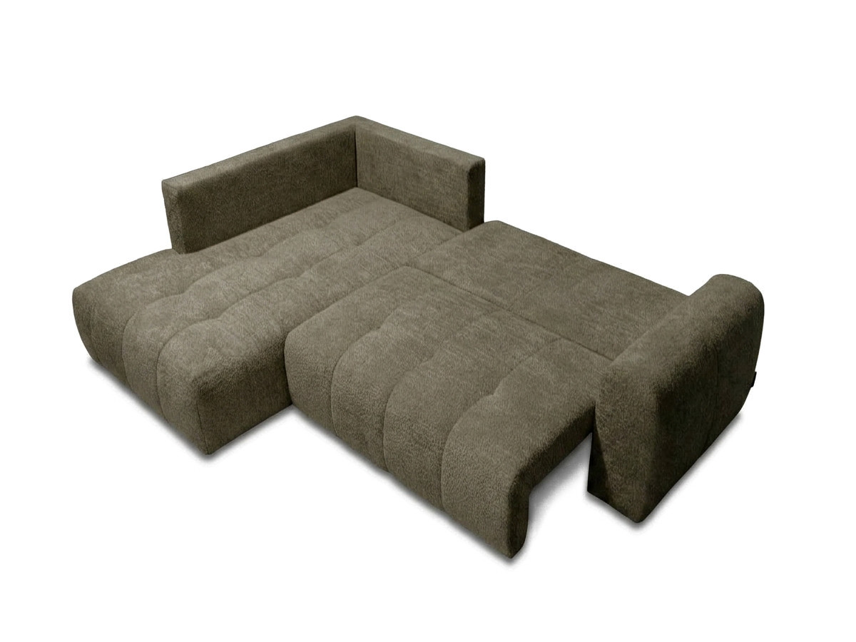 Bobochic Roxelane Ecksofa mit Schlaffunktion und Bettkasten Bouclé-Stoff Grün Ecke links