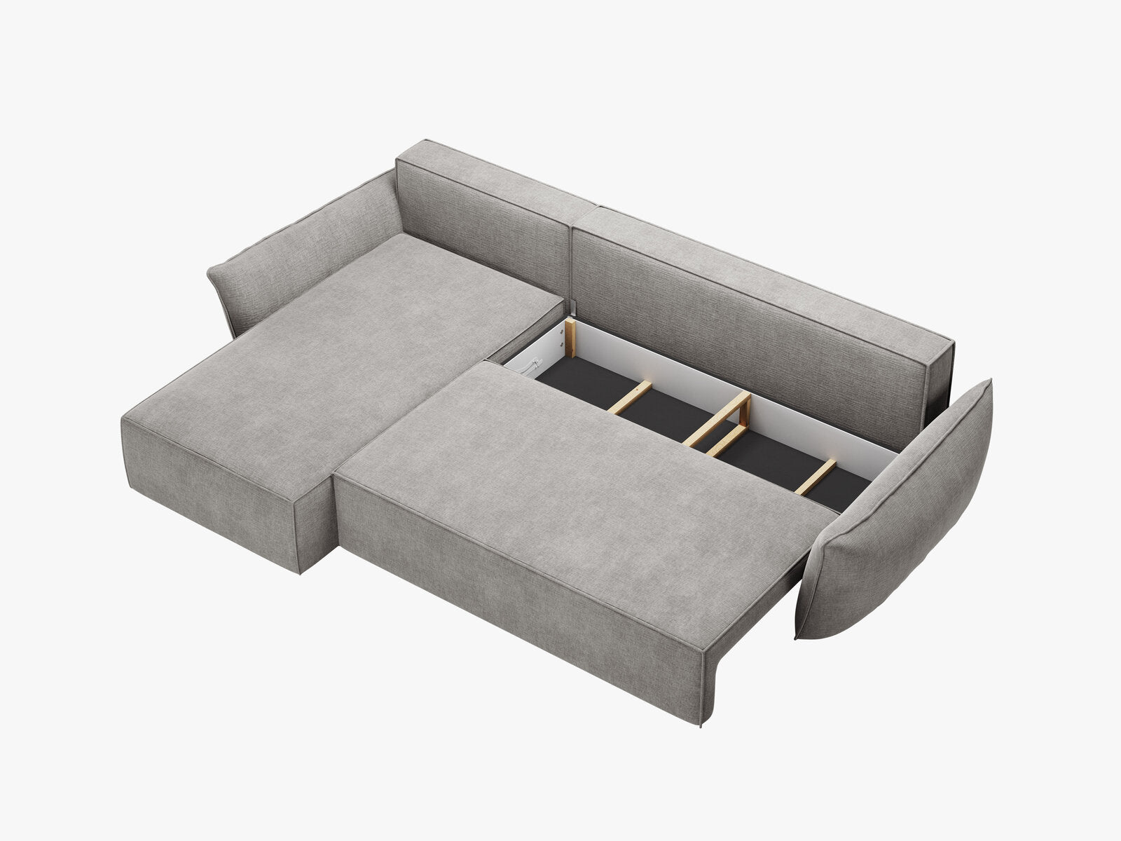 Micadoni Kaelle Ecksofa 4-Sitzer mit Schlaffunktion Links Chenille Over The Horizon Hellgrau
