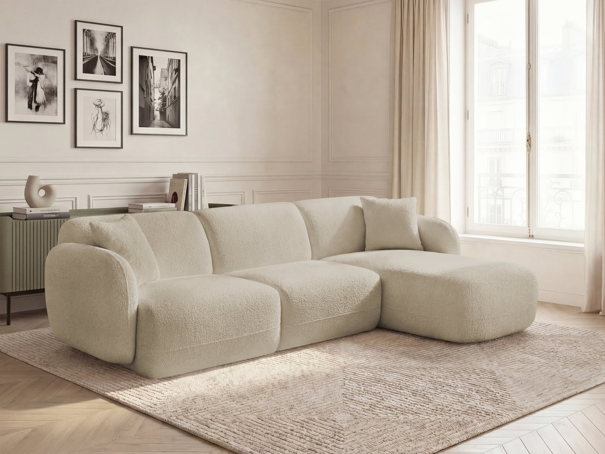 Bobochic Anda Ecksofa 292 × 163 cm Chenille Beige Ecke rechts
