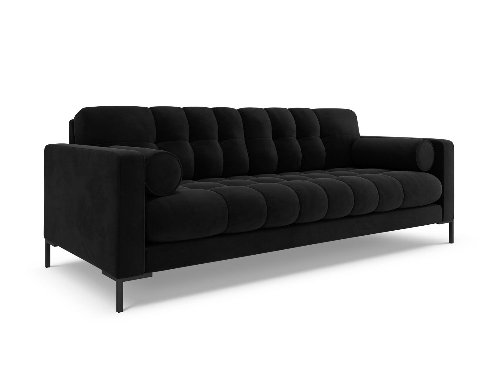 Cosmopolitan Design Sofa Bali 4-Sitzer Samt Bluvel Schwarz Beine Schwarzes Metall