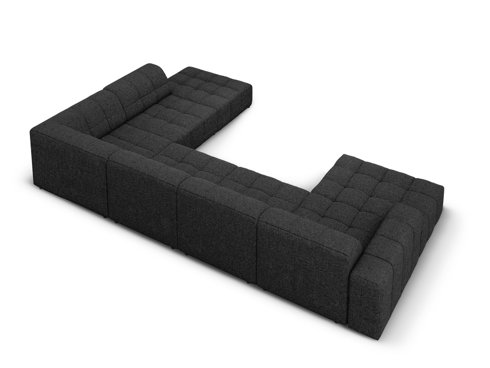 Cosmopolitan Design Panoramasofa Chicago 7-Sitzer Chenille Haga Schwarz Rechts