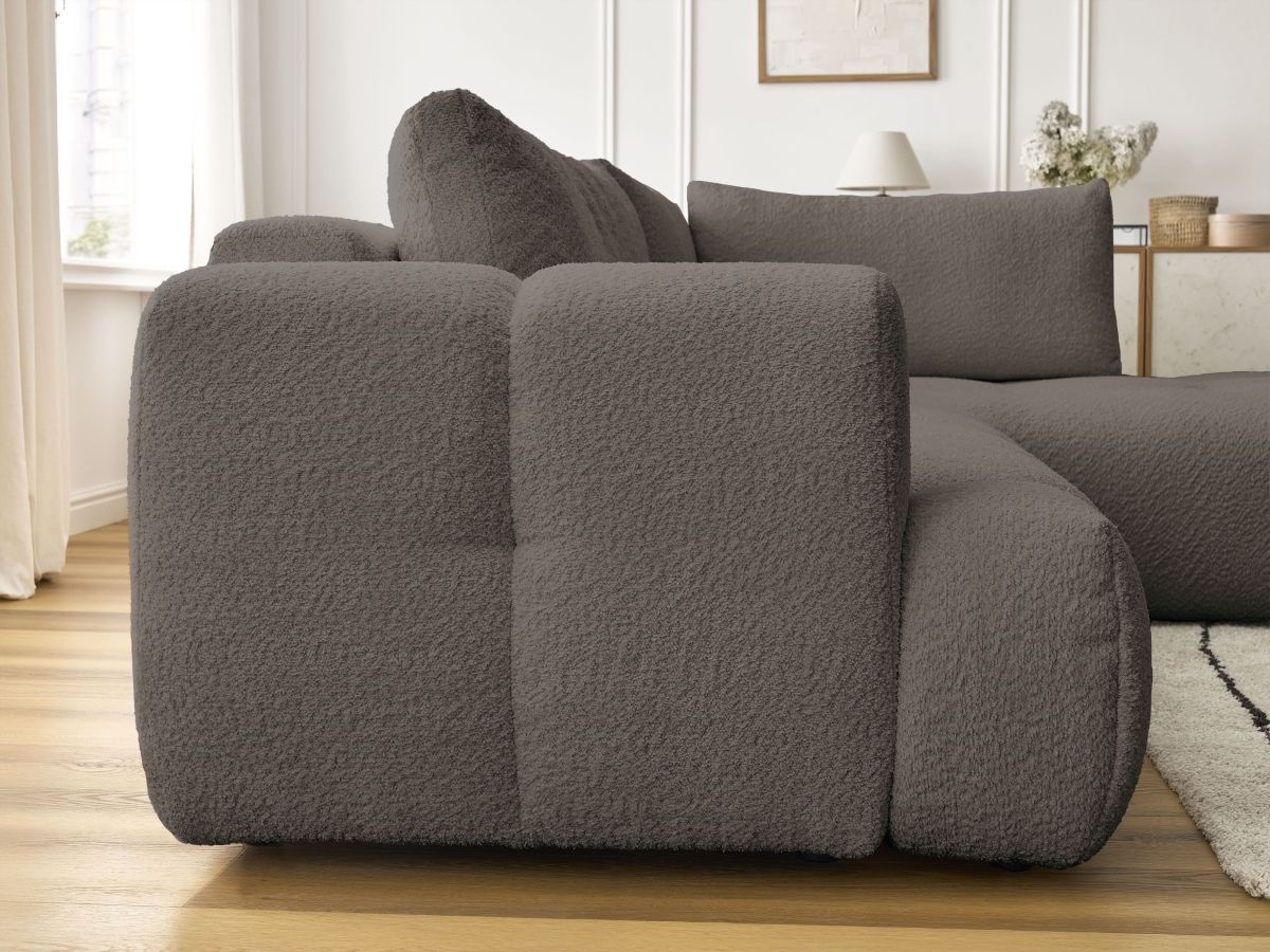 Bobochic Fuji Ecksofa mit Schlaffunktion und Bettkasten 282 × 204 cm Bouclé-Stoff Braun Ecke rechts