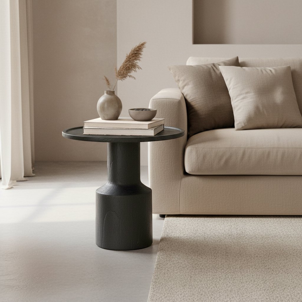 Raw Materials Nero Beistelltisch aus Teakholz Midnight schwarz