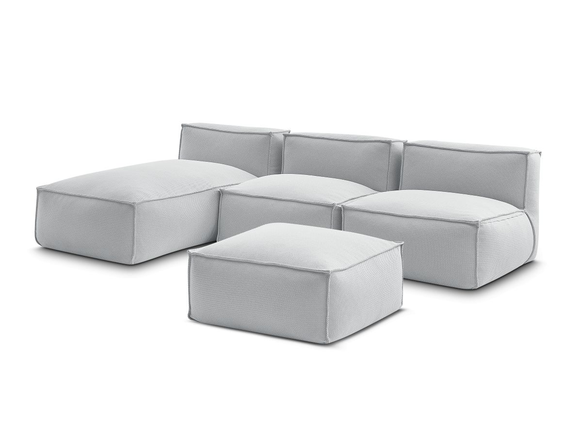 Bobochic Biarritz Gartensofa 4-Sitzer mit Pouf 252 × 168 cm Melange-Stoff Grau