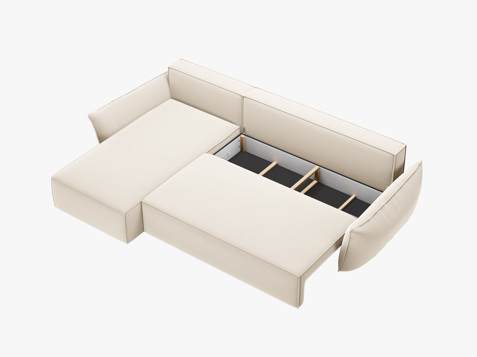 Micadoni Kaelle Ecksofa mit Bettfunktion und Stauraum Links Samt Bluvel Helles Beige