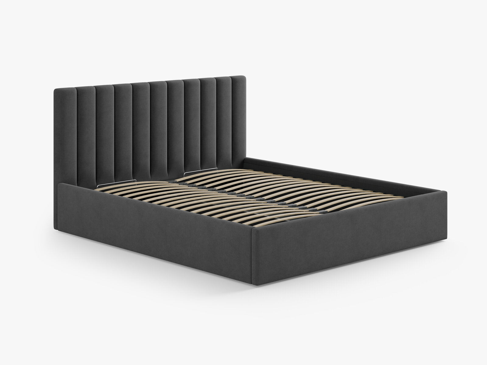 Micadoni Allison Samtiger Kopfteil Strukturierter Stoff Moly Anthrazit 150.5x100