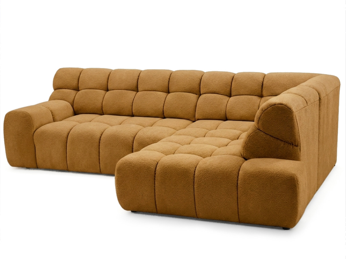 Bobochic Andre Ecksofa mit Schlaffunktion Chenille Gelb Ecke rechts