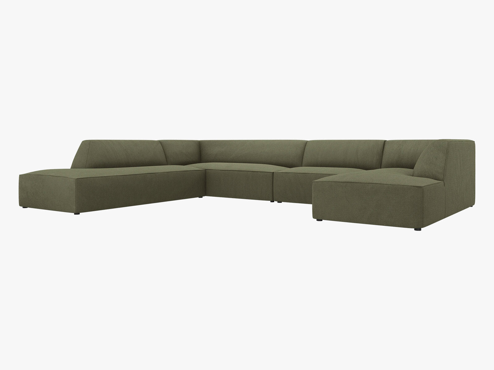 Micadoni Panorama-Ecksofa Ruby 7-Sitzer Links Kord Scala Grün