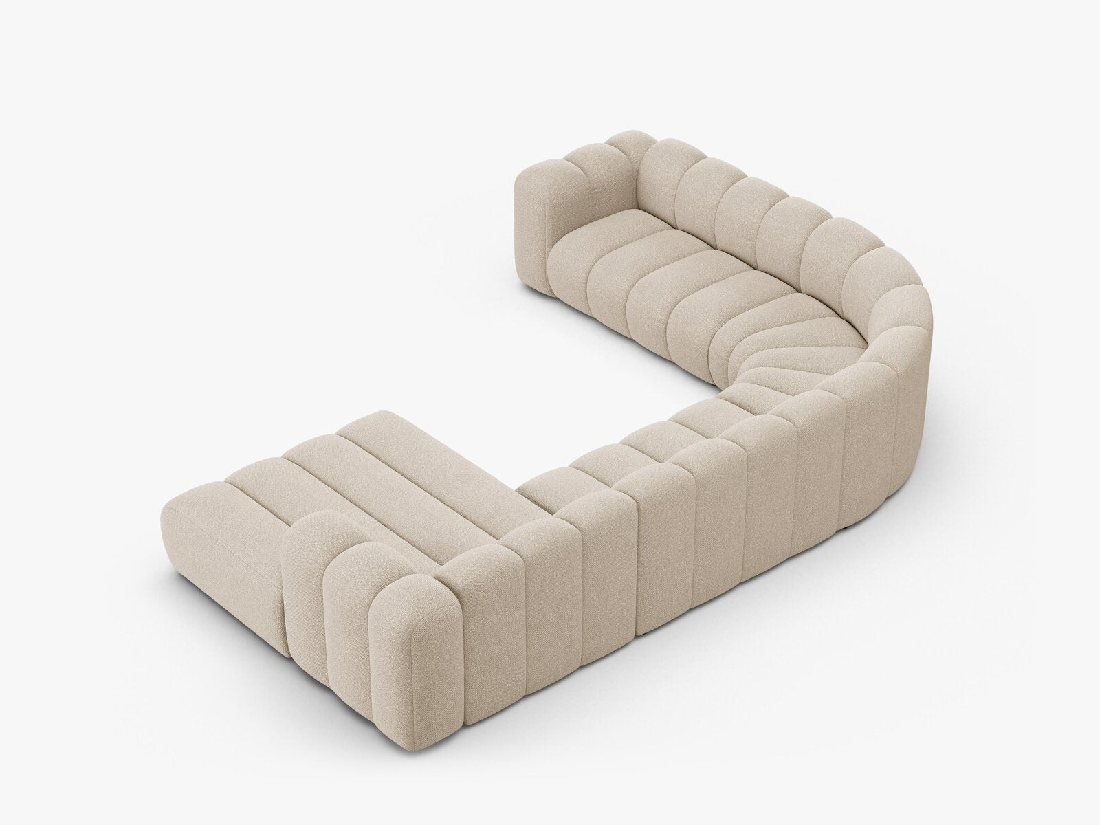 Micadoni Modulares Panorama Ecksofa Lupine 6-Sitzer Links Boucle Baloo Beige