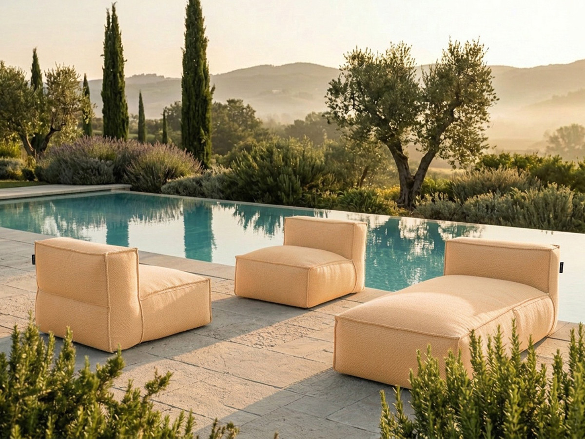 Bobochic Biarritz Gartensofa 3-Sitzer Melange-Stoff Orange