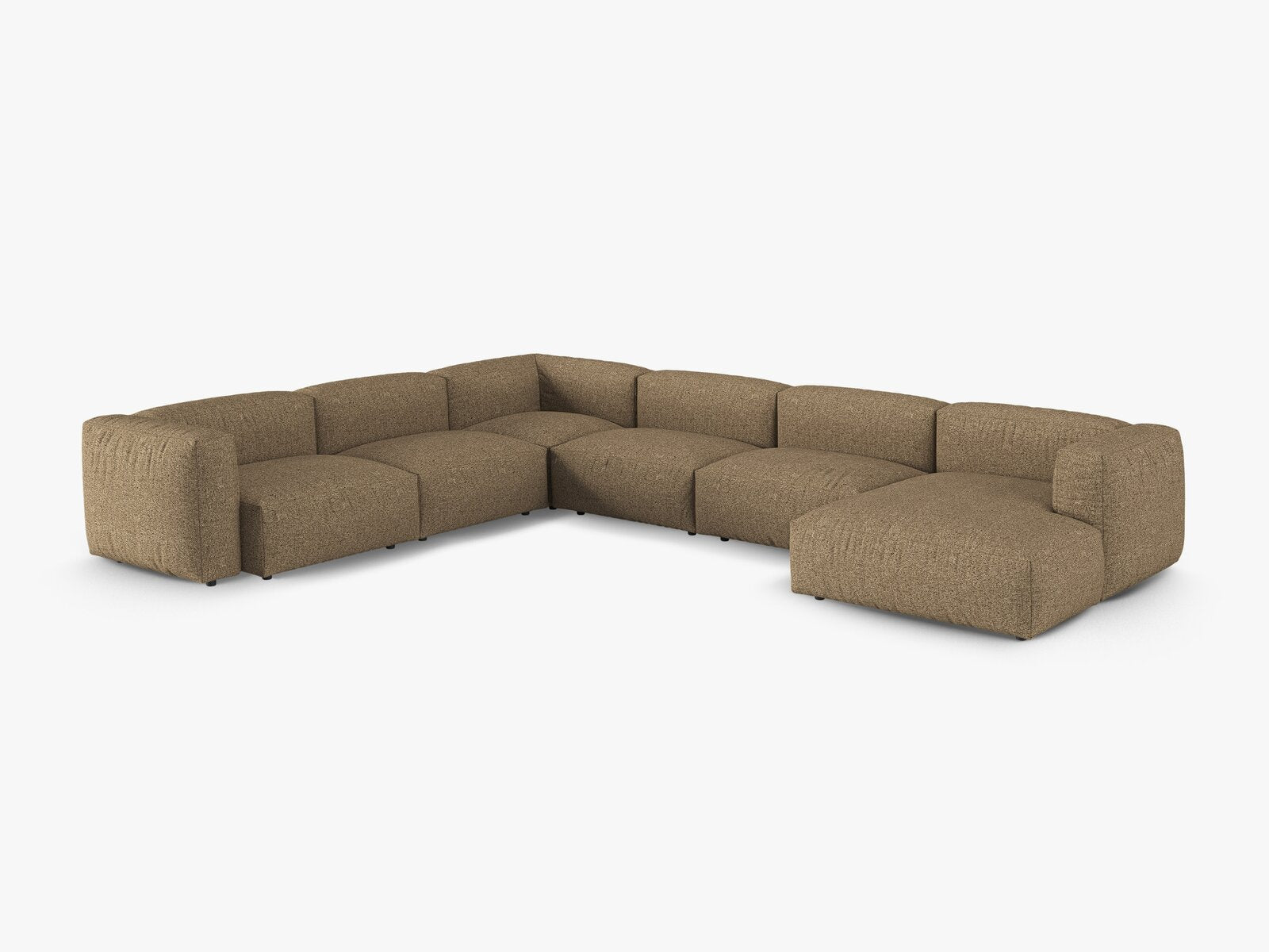 Micadoni modulares Ecksofa XL Martina 6-Sitzer 90cm Sitztiefe Links Boucle Monet Cappuccino