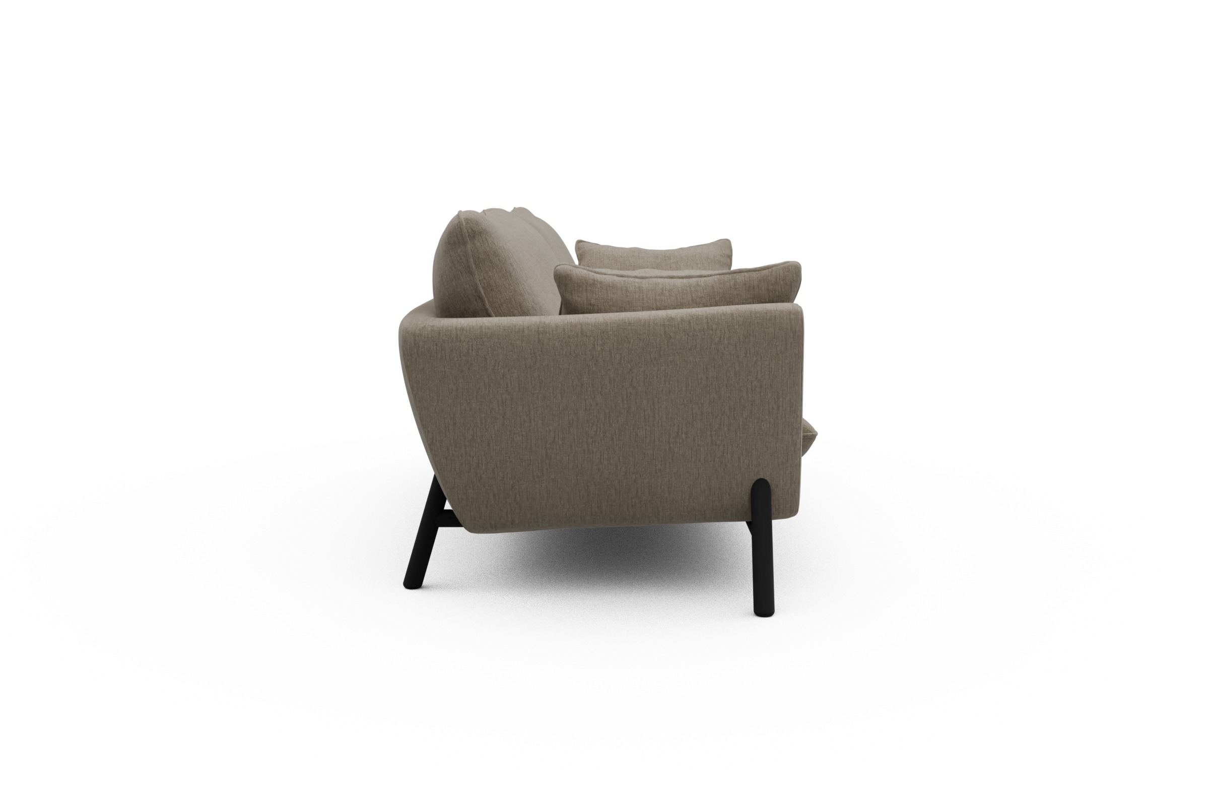 Sofa Emil 3-Sitzer Beinfarbe Eiche Schwarz Smooth-Beige