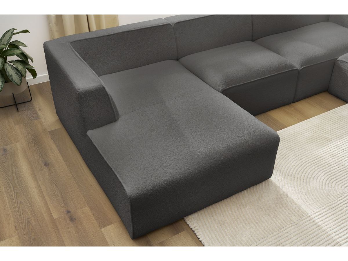 Bobochic Megeve Wohnlandschaft Bouclé-Stoff Dunkelgrau Ecke links