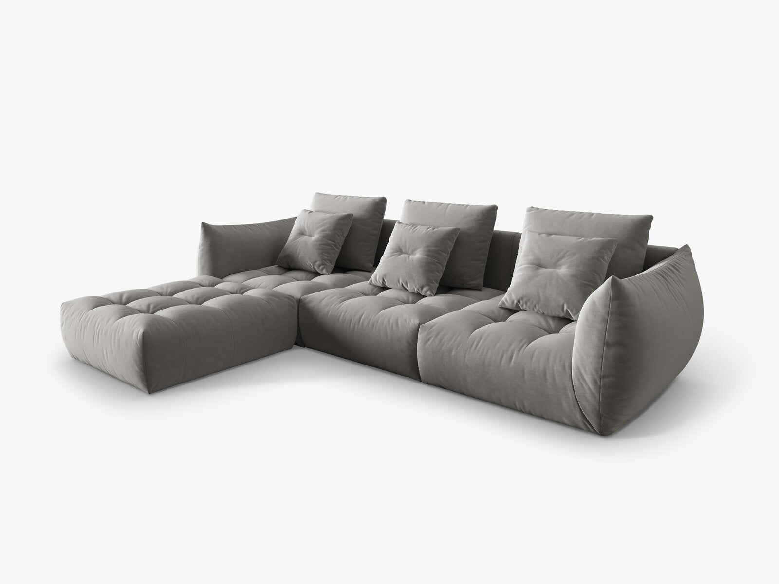 Micadoni Ecksofa Bloom 2-Sitzer Samt Grau
