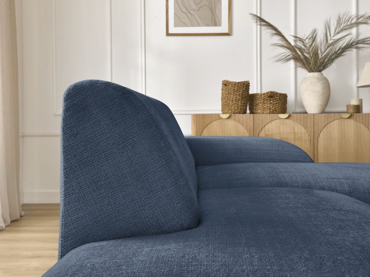 Bobochic Sirius Ecksofa 405 × 170 cm Strukturstoff Dunkelblau Ecke rechts