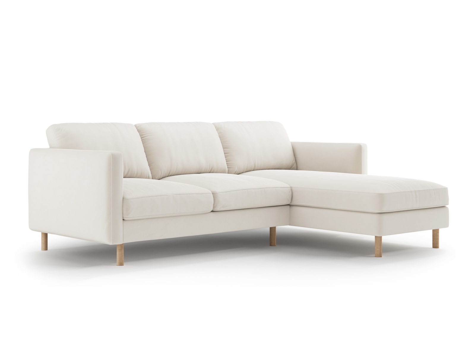 Micadoni Ecksofa Eden Groß 3-Sitzer Rechts Samt Beige