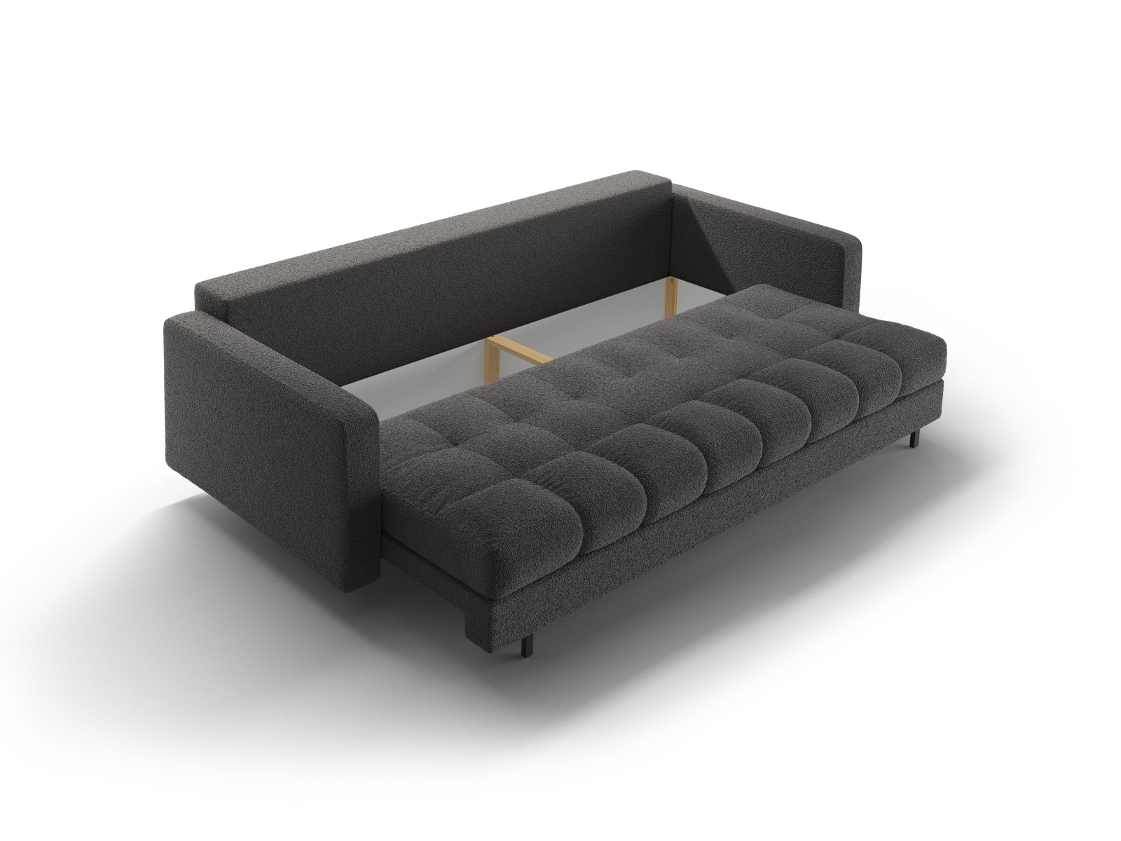 Cosmopolitan Design Schlafsofa Bali 3-Sitzer mit Bettkasten Boucle Baloo Dunkelgrau