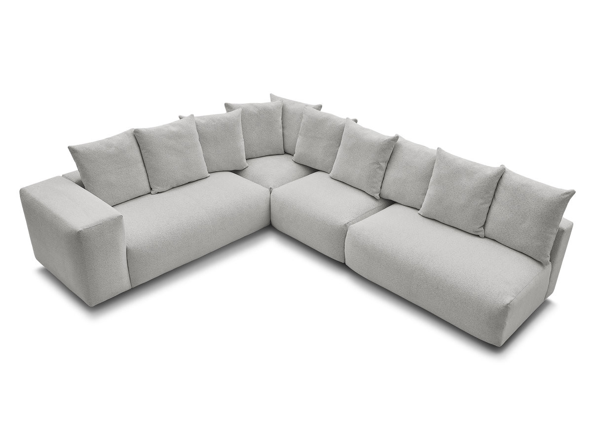 Bobochic Voltaire Ecksofa 322 × 268 cm Melange-Stoff Hellgrau Ecke links