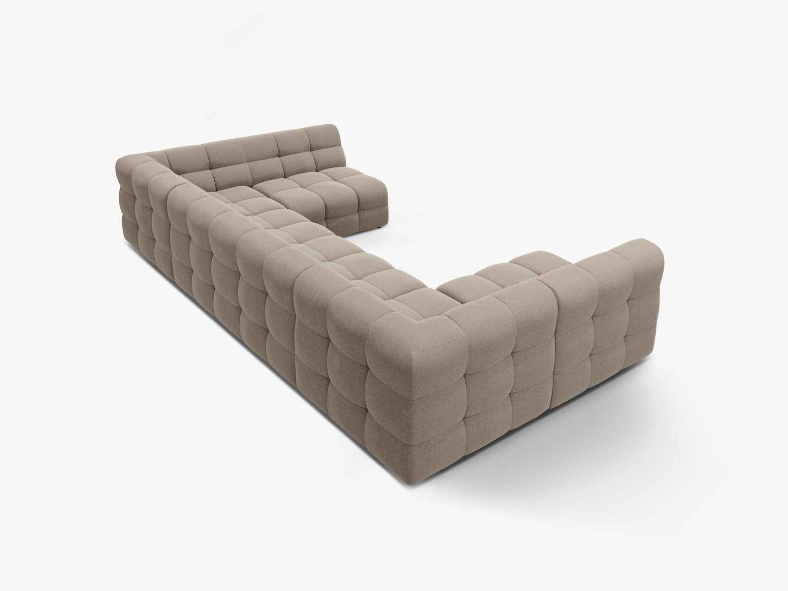 Micadoni Panorama-Sofa Kendal 7-Sitzer Strukturierter Stoff Dunkelbeige