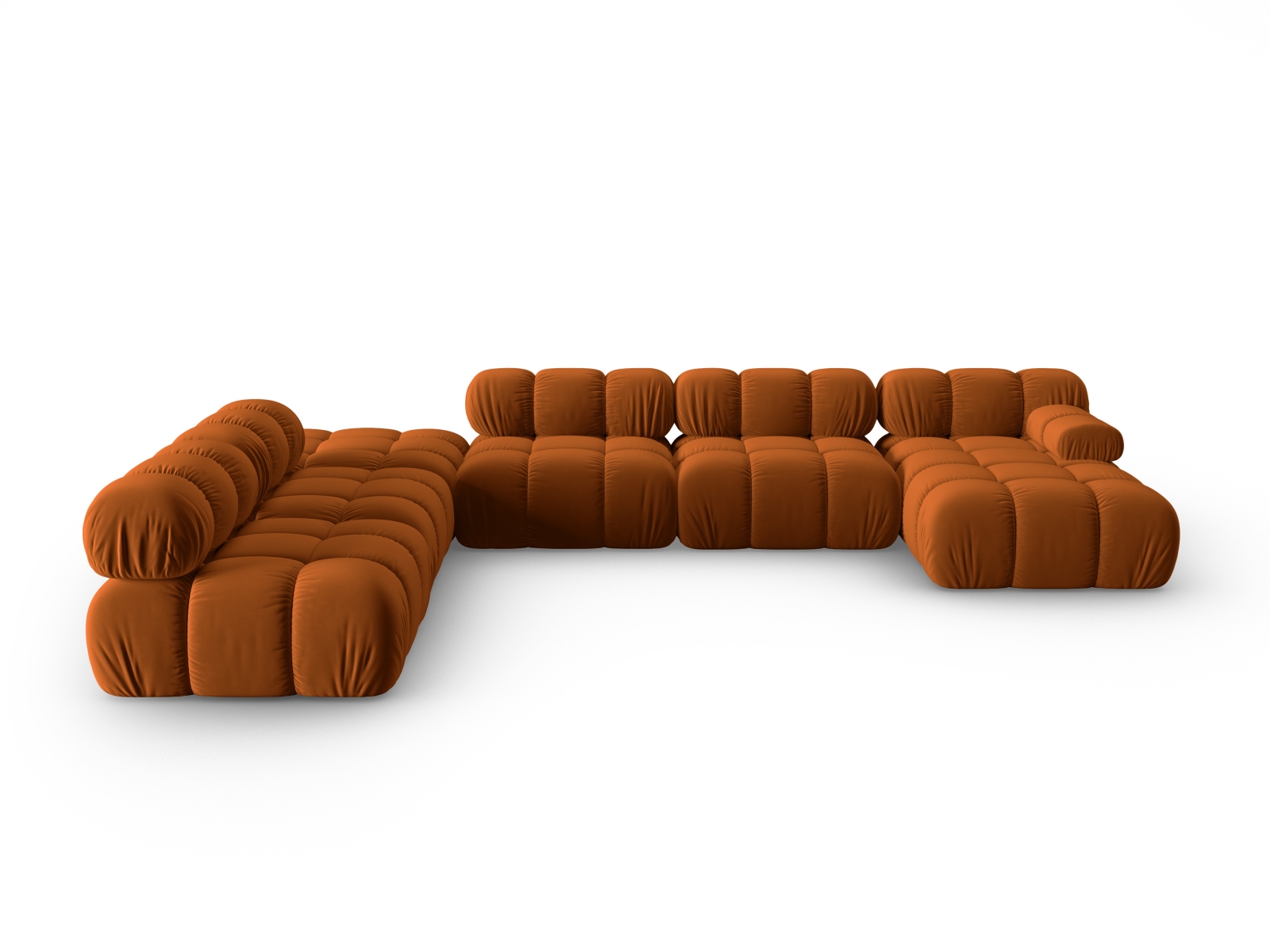 Micadoni Modulares Panorama Ecksofa Bellis 7-Sitzer Links Samt Bluvel Terrakotta
