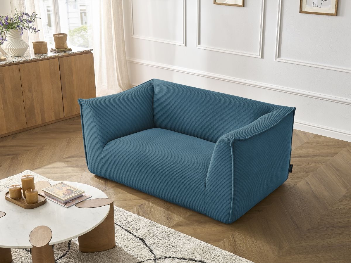 Bobochic Giorgia Sofa 2-Sitzer Cordsamt Hellblau