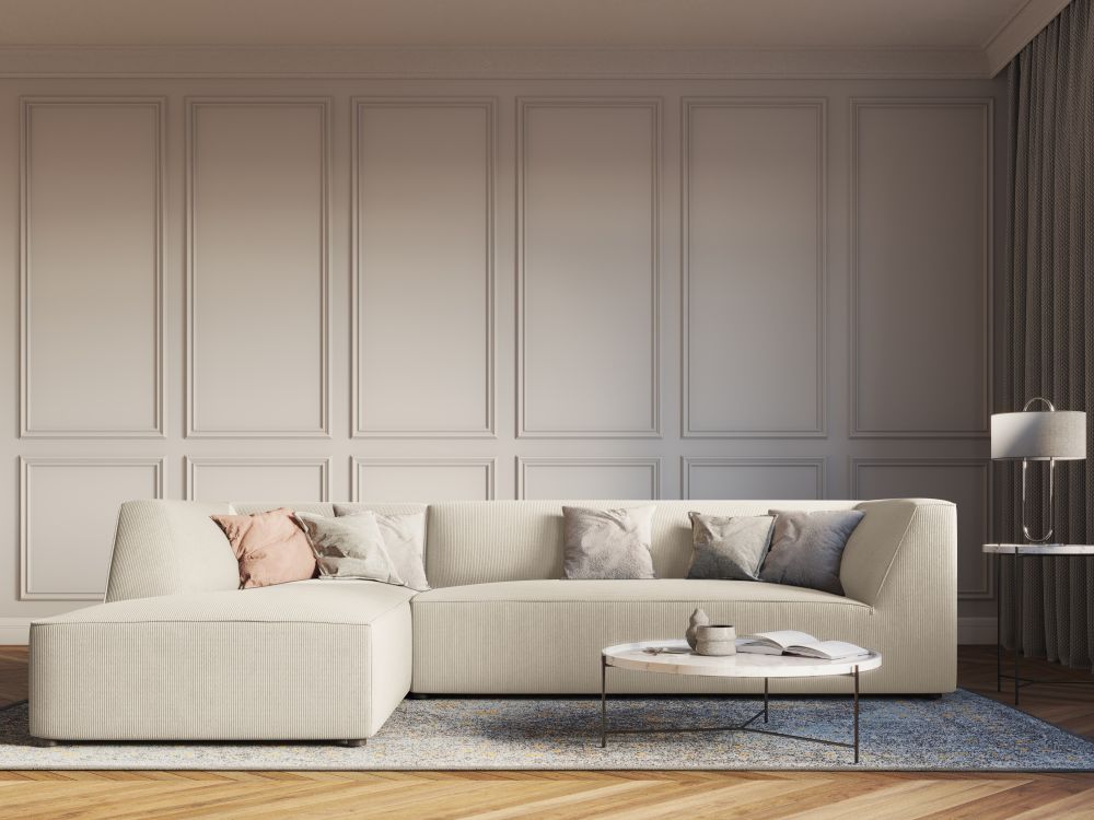Cosmopolitan Design Ecksofa Siena 4-Sitzer Kord Scala Helles Beige Links