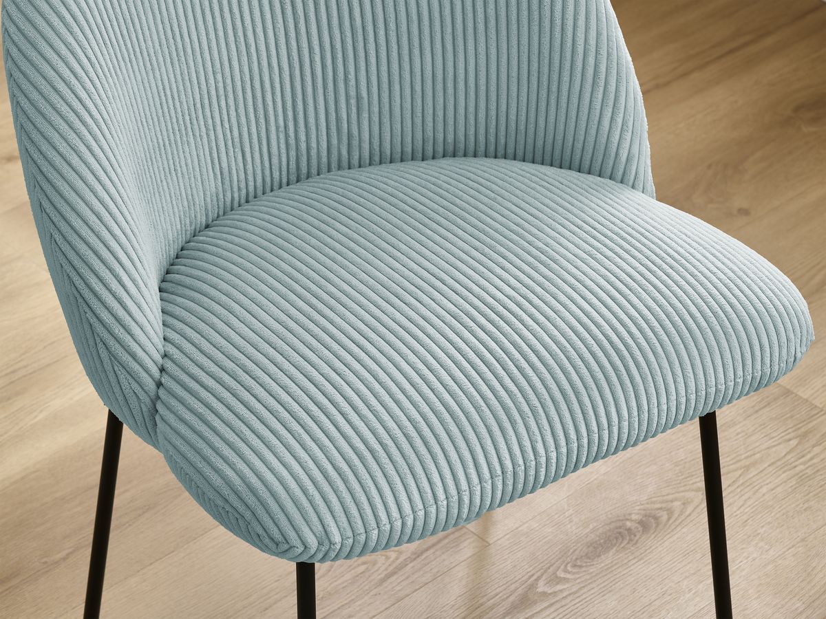 Bobochic Lalie Esszimmerstuhl mit Metallbeinen, schwarz Cordsamt Hellblau
