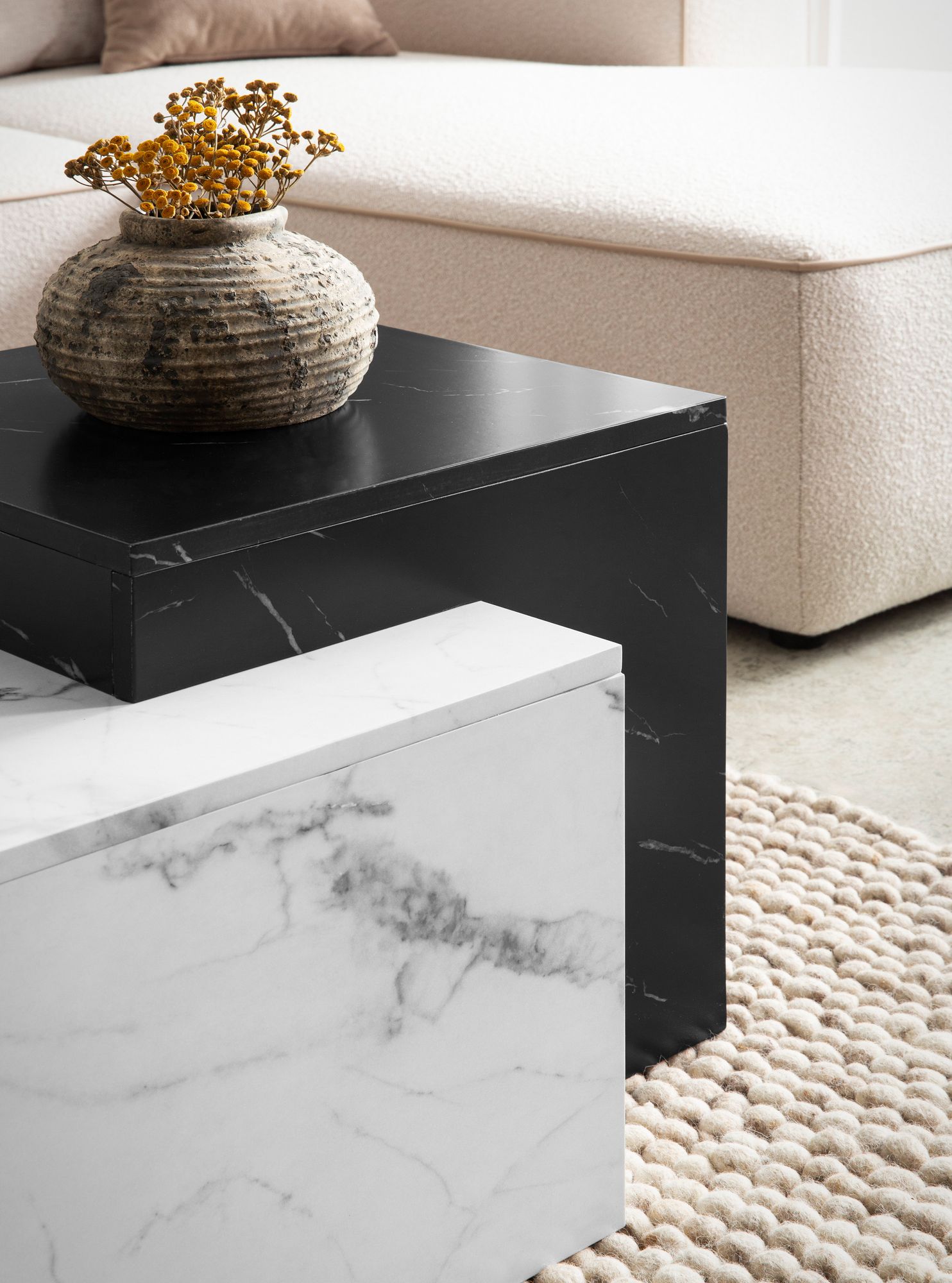 Couchtisch Hornindal Marmoroptik Weiß 120 × 60 × 40 cm
