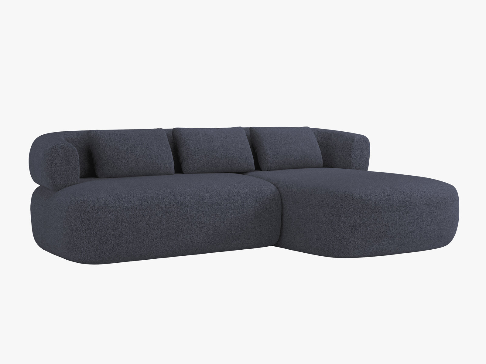 Micadoni 5-Sitzer Ecksofa Jenny Rechts Boucle Now or Never Dunkelblau