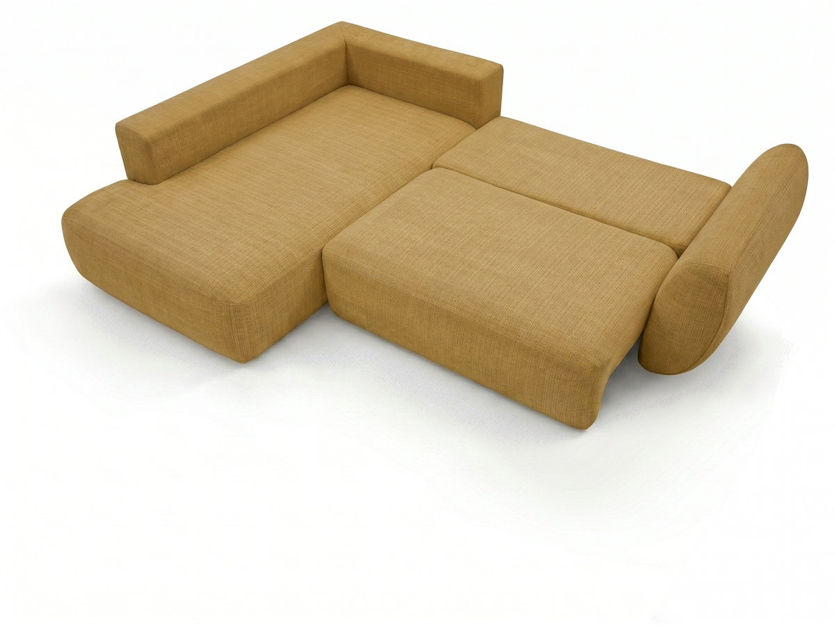 Bobochic Denise Ecksofa mit Schlaffunktion und Bettkasten 256 × 197 cm Strukturstoff Gelb Ecke links